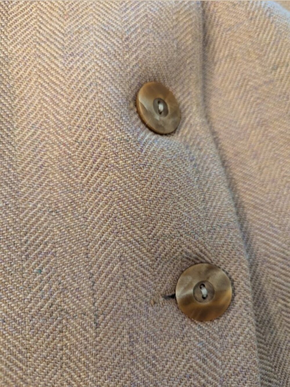 Beige Wool Herringbone Blazer - Picture 7 of 9